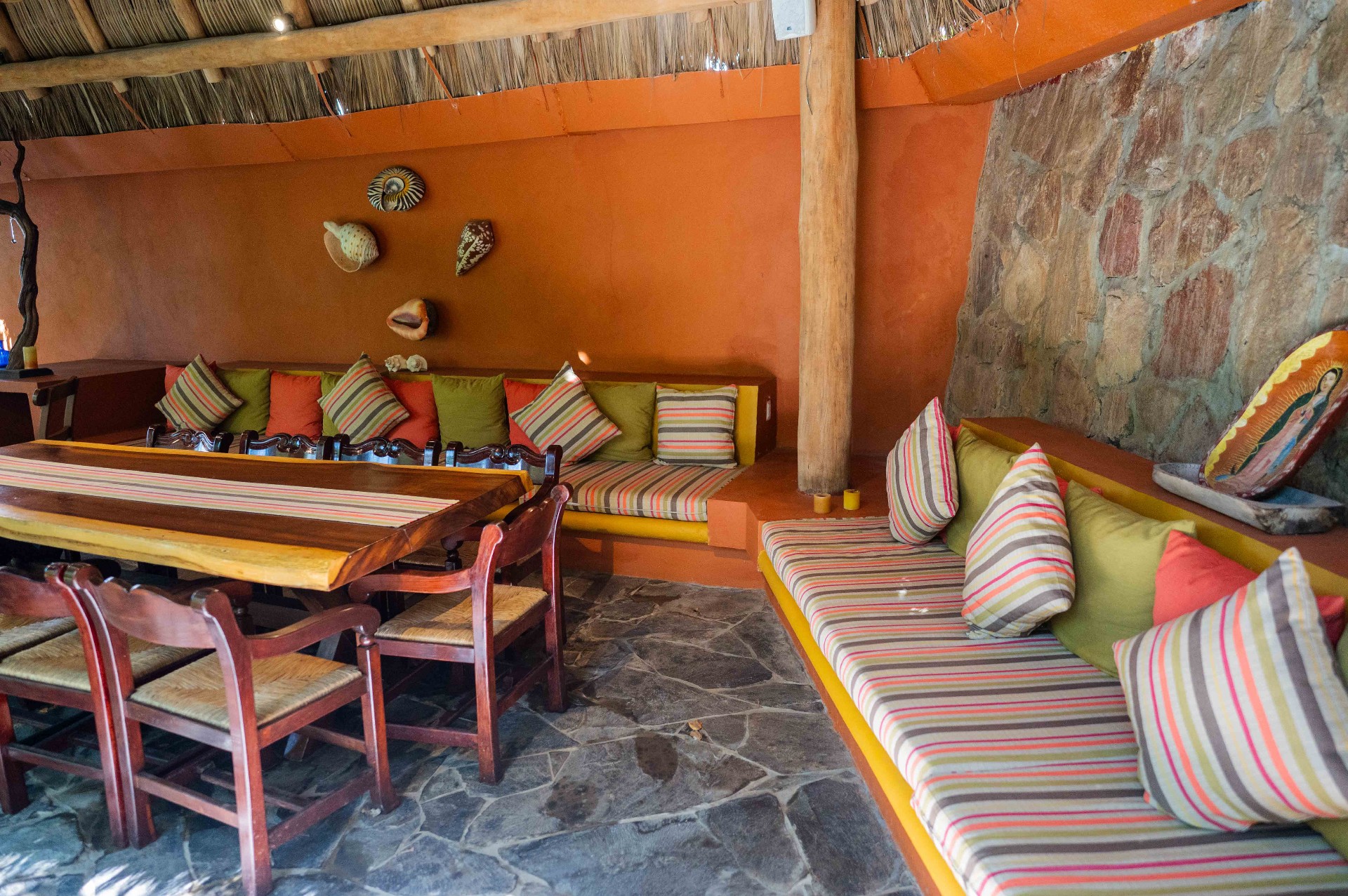 Open-air palapa lounge